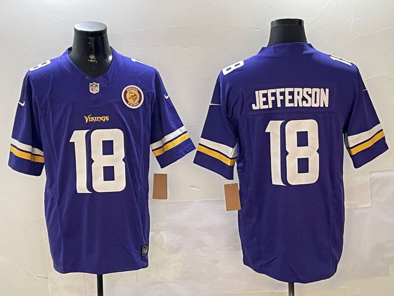 Men Minnesota Vikings #18 Jefferson Purple Throwback Three generation 2024 Nike Limited NFL Jersey style 3->minnesota vikings->NFL Jersey